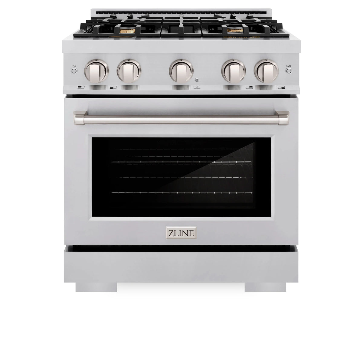 ZLINE - 30 in. 4.2 cu. ft. Select Gas Range with Convection Gas Oven in Stainless Steel with 4 Brass Burners (HGR-BR-30)
