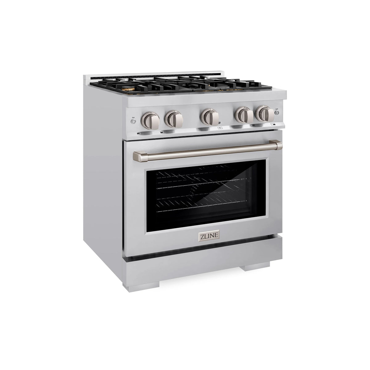 ZLINE - 30 in. 4.2 cu. ft. Select Gas Range with Convection Gas Oven in Stainless Steel with 4 Brass Burners (HGR-BR-30)