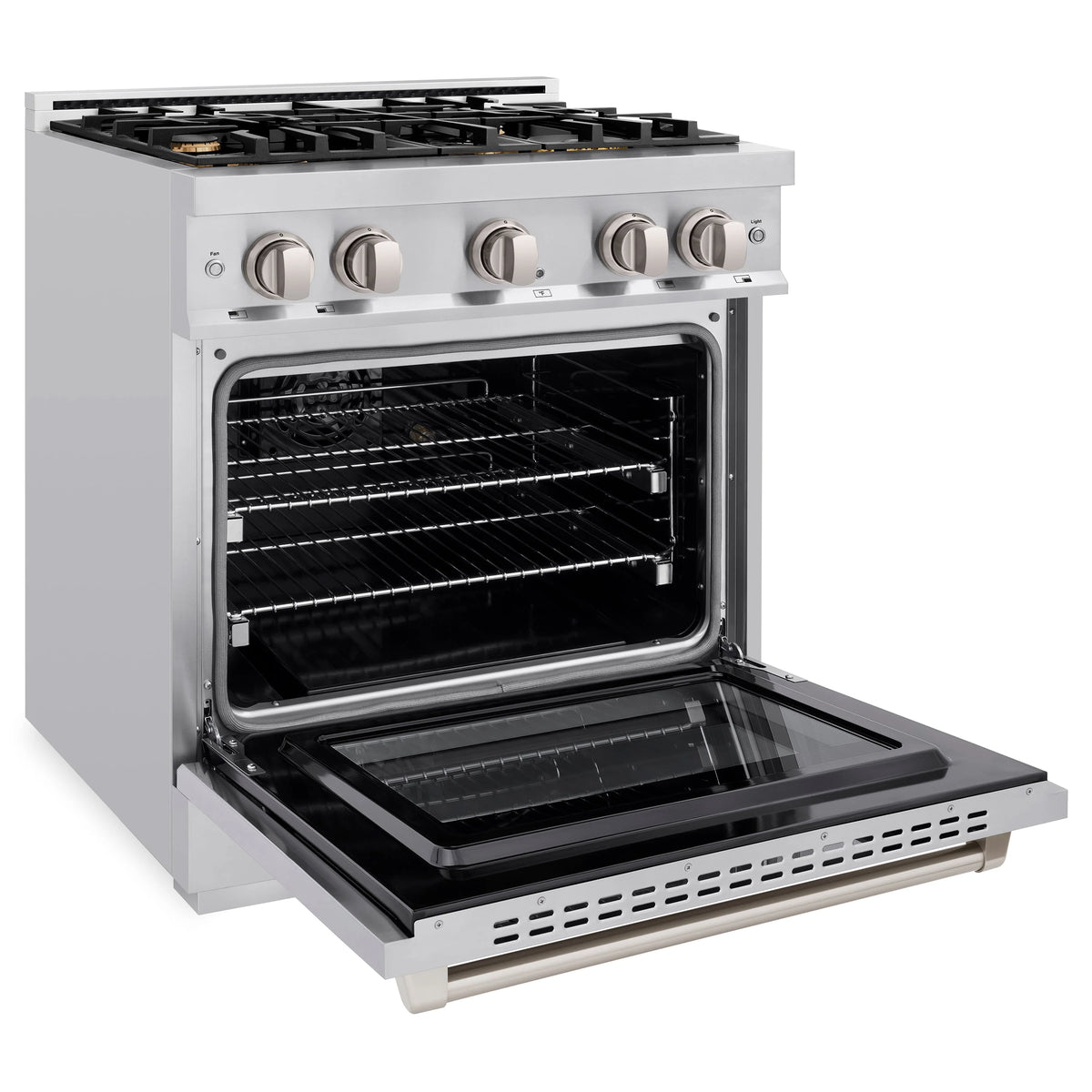 ZLINE - 30 in. 4.2 cu. ft. Select Gas Range with Convection Gas Oven in Stainless Steel with 4 Brass Burners (HGR-BR-30)