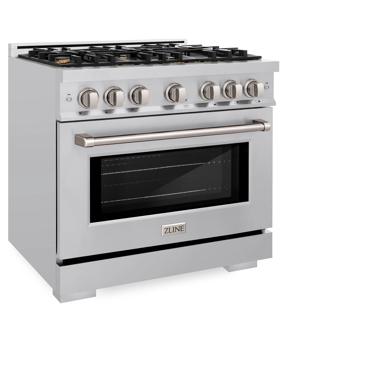 ZLINE - 36 in. 5.2 cu. ft. Select Gas Range with Convection Gas Oven in Stainless Steel with 6 Brass Burners (HGR-BR-36)