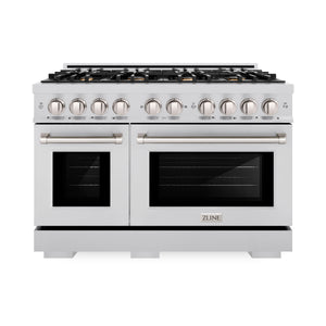 ZLINE - 48 in. 6.7 cu. ft. Select Double Oven Gas Range in Stainless Steel with 8 Brass Burners
