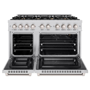 ZLINE - 48 in. 6.7 cu. ft. Select Double Oven Gas Range in Stainless Steel with 8 Brass Burners
