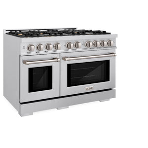 ZLINE - 48 in. 6.7 cu. ft. Select Double Oven Gas Range in Stainless Steel with 8 Brass Burners