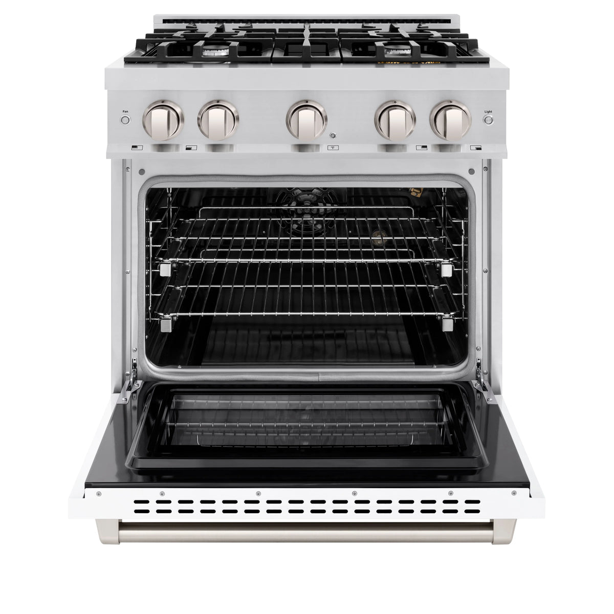 ZLINE - 30 in. 4.2 cu. ft. Select Gas Range with 4 Burner Cooktop and Convection Gas Oven in Stainless Steel with White Matte Door