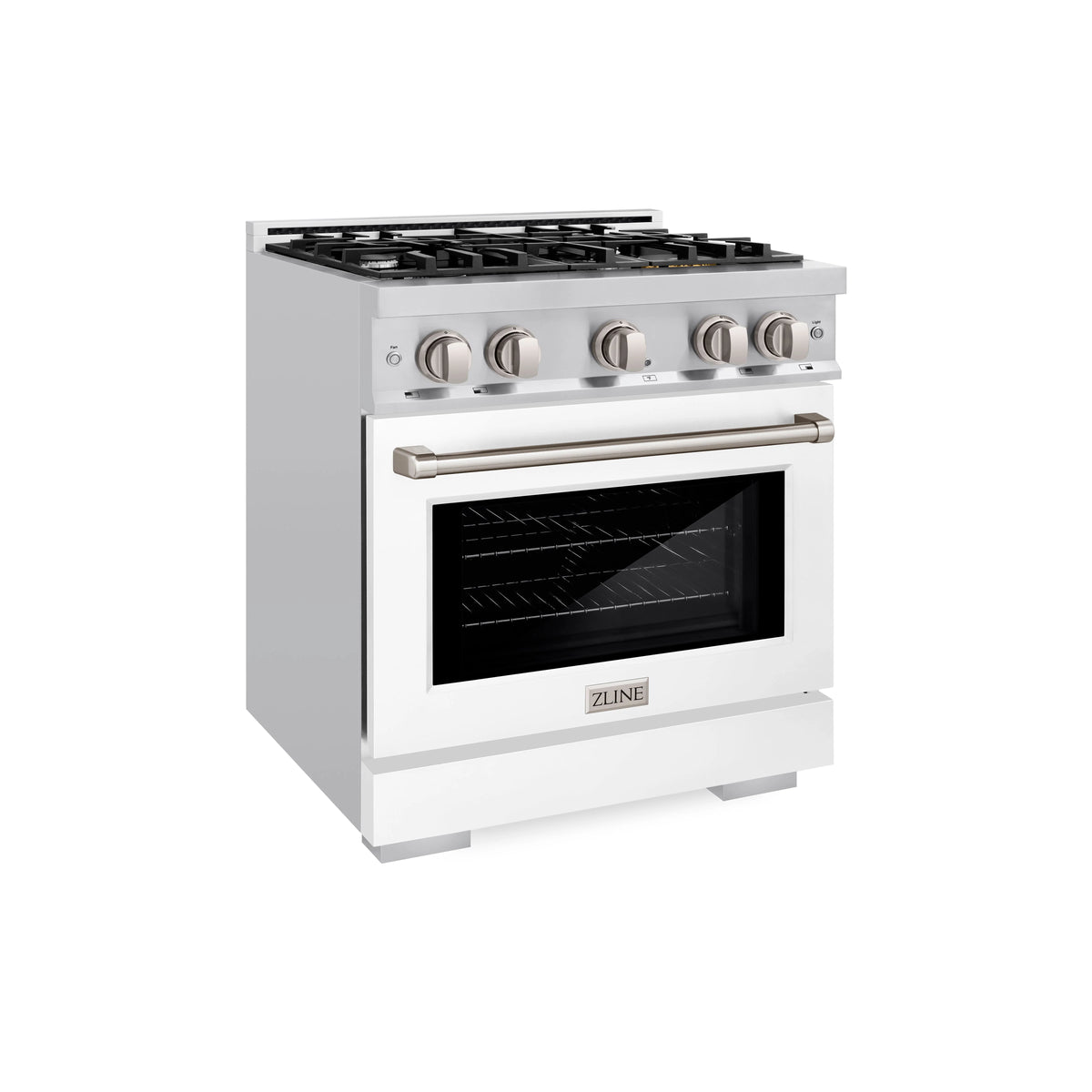 ZLINE - 30 in. 4.2 cu. ft. Select Gas Range with 4 Burner Cooktop and Convection Gas Oven in Stainless Steel with White Matte Door