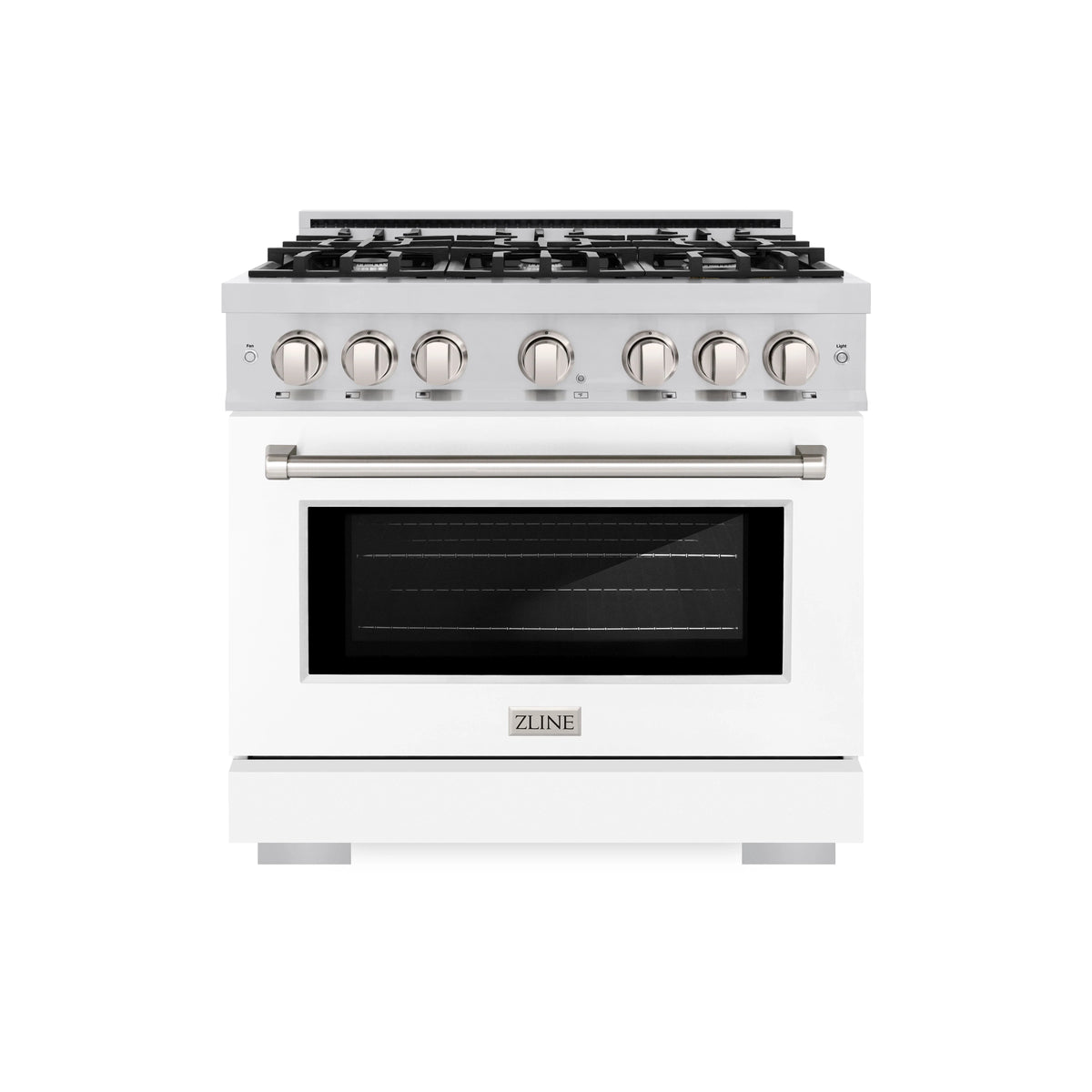 ZLINE - 36 in. 5.2 cu. ft. Select Gas Range with 6 Burner Cooktop and Convection Gas Oven in Stainless Steel with White Matte Door