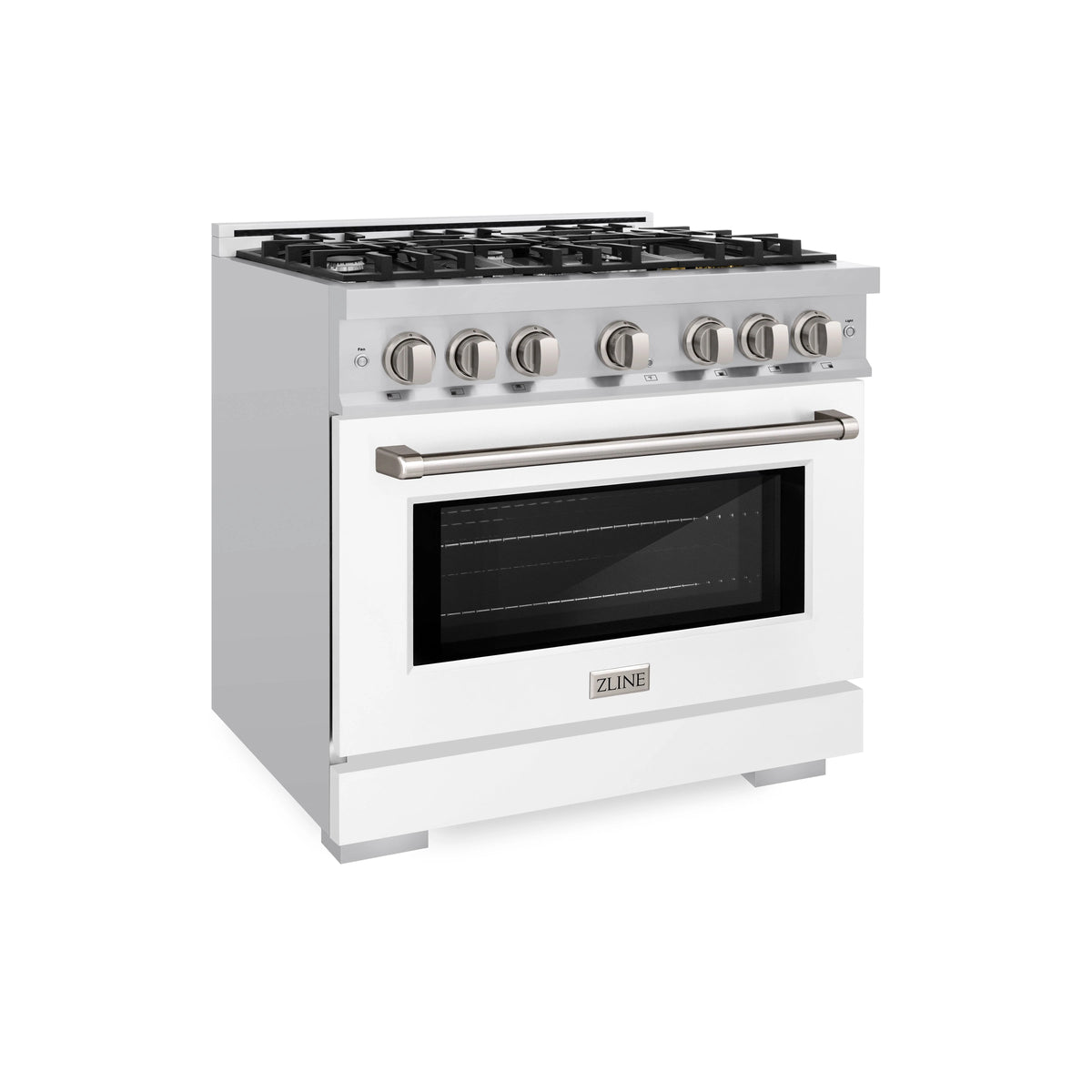 ZLINE - 36 in. 5.2 cu. ft. Select Gas Range with 6 Burner Cooktop and Convection Gas Oven in Stainless Steel with White Matte Door