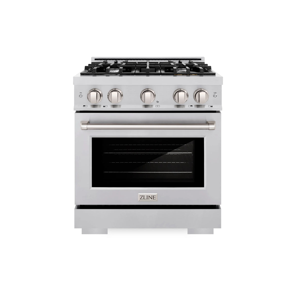 ZLINE - 30 in. 4.2 cu. ft. Select Gas Range with 4 Burner Cooktop and Convection Gas Oven in Satin Stainless Steel (HGRS-30)