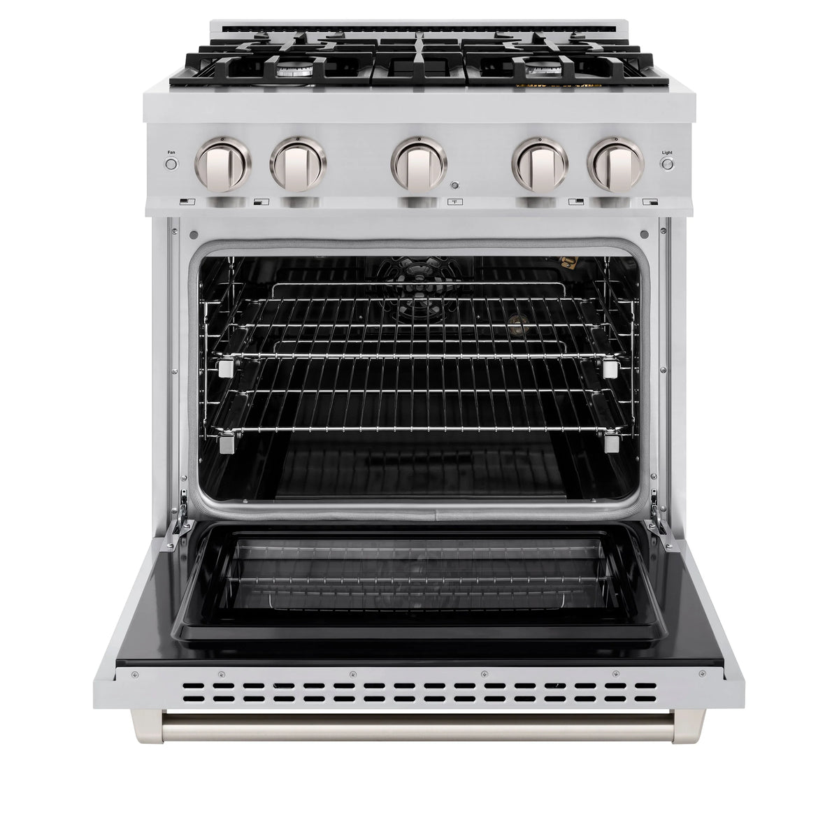 ZLINE - 30 in. 4.2 cu. ft. Select Gas Range with 4 Burner Cooktop and Convection Gas Oven in Satin Stainless Steel (HGRS-30)