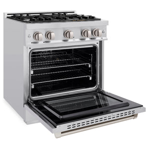 ZLINE - 30 in. 4.2 cu. ft. Select Gas Range with 4 Burner Cooktop and Convection Gas Oven in Satin Stainless Steel (HGRS-30)