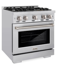 ZLINE - 30 in. 4.2 cu. ft. Select Gas Range with 4 Burner Cooktop and Convection Gas Oven in Satin Stainless Steel (HGRS-30)