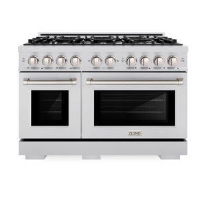 ZLINE - 48 in. 6.7 cu. ft. Select Double Oven Gas Range with 8 Burner Cooktop in Stainless Steel (HGR48)