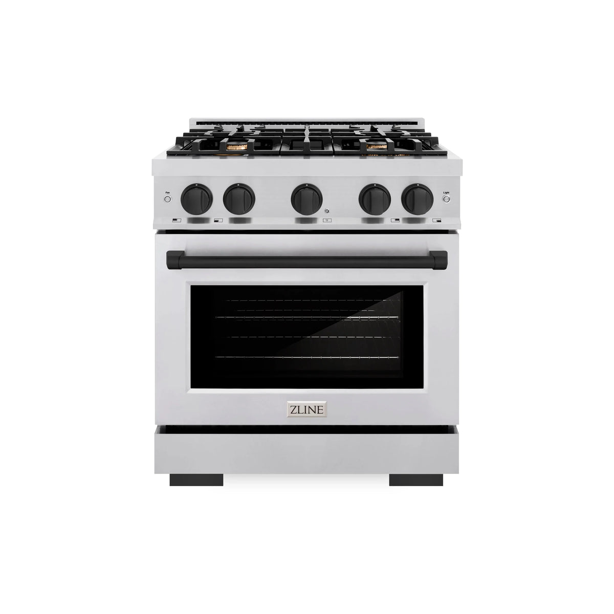 ZLINE - Autograph Edition 30 in. 4.2 cu. ft. Select Gas Range with 4 Burner Cooktop and Convection Gas Oven in Stainless Steel and Matte Black Accents