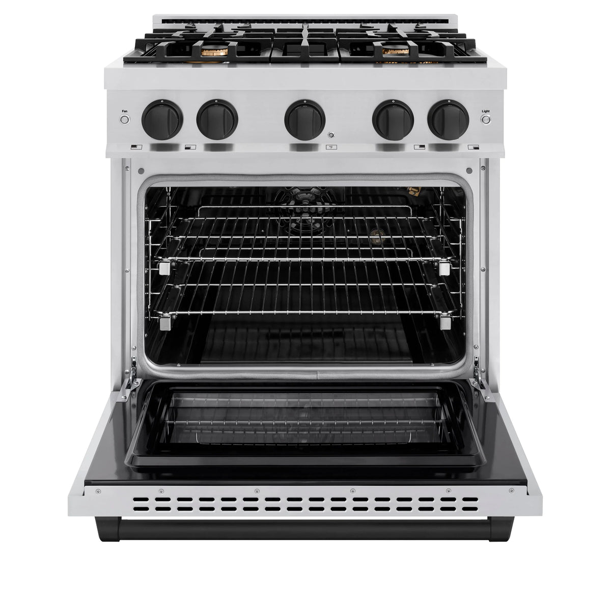 ZLINE - Autograph Edition 30 in. 4.2 cu. ft. Select Gas Range with 4 Burner Cooktop and Convection Gas Oven in Stainless Steel and Matte Black Accents