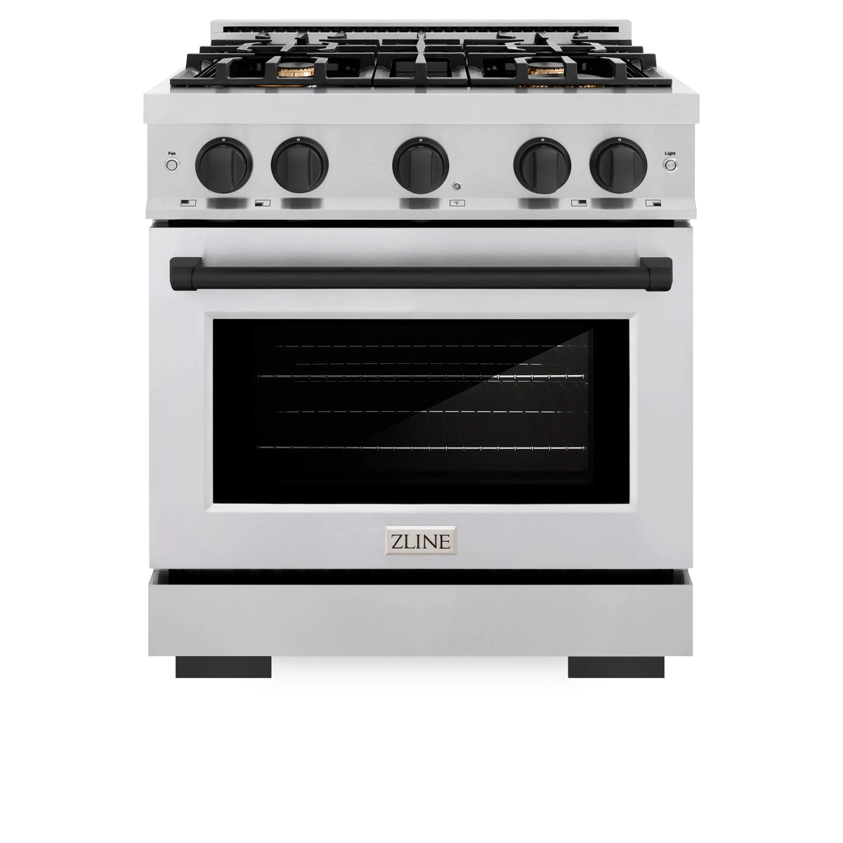 ZLINE - Autograph Edition 30 in. 4.2 cu. ft. Select Gas Range with 4 Burner Cooktop and Convection Gas Oven in Stainless Steel and Matte Black Accents
