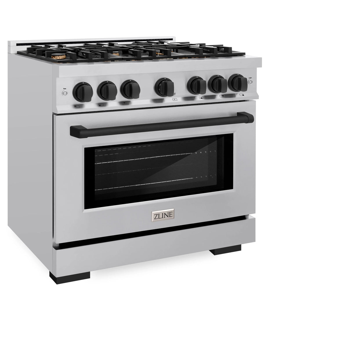 ZLINE - Autograph Edition 36 in. 5.2 cu. ft. Select Gas Range with 6 Burner Cooktop and Convection Gas Oven in Stainless Steel and Matte Black Accents