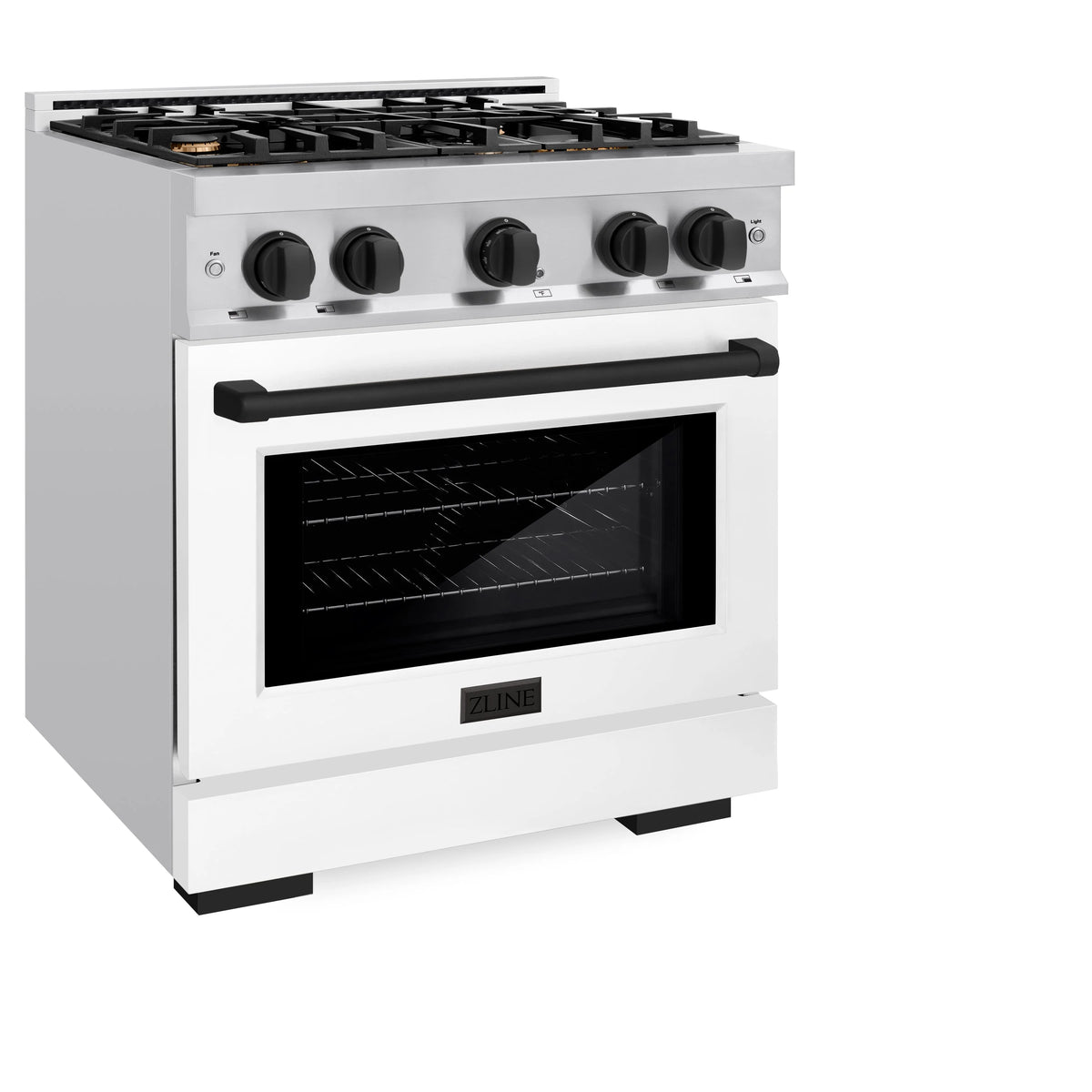 ZLINE - Autograph Edition 30 in. 4.2 cu. ft. Select Gas Range with 4 Burner Cooktop and Convection Gas Oven in Stainless Steel with White Matte Door and Matte Black Accents