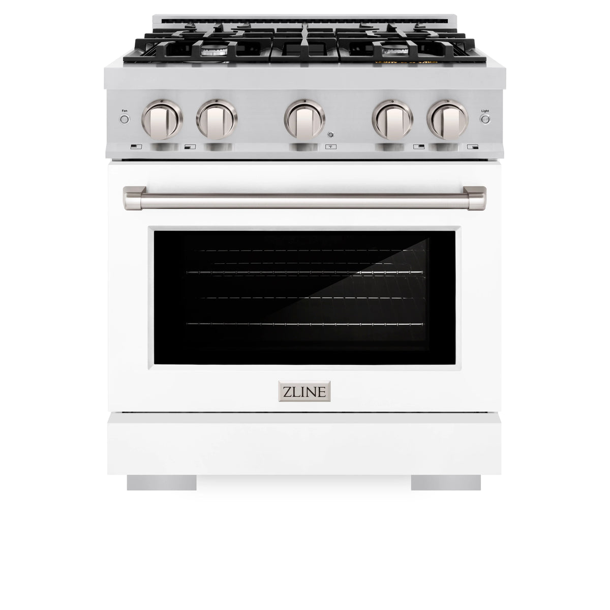 ZLINE - 30 in. 4.2 cu. ft. Select Dual Fuel Range with 4 Burner Gas Cooktop and Electric Convection Oven in Stainless Steel with White Matte Door