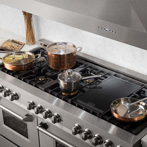 ZLINE - 60 in. 7.4 cu. ft. Legacy Dual Fuel Range with Gas Cooktop and 2 Electric Convection Ovens in Satin Stainless Steel with 8 Brass Burners