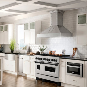 ZLINE Autograph Edition 48" 6.0 cu. ft. Dual Fuel Range, Gas Stove, Electric Oven in DuraSnow® Stainless Steel, Matte Black Accents