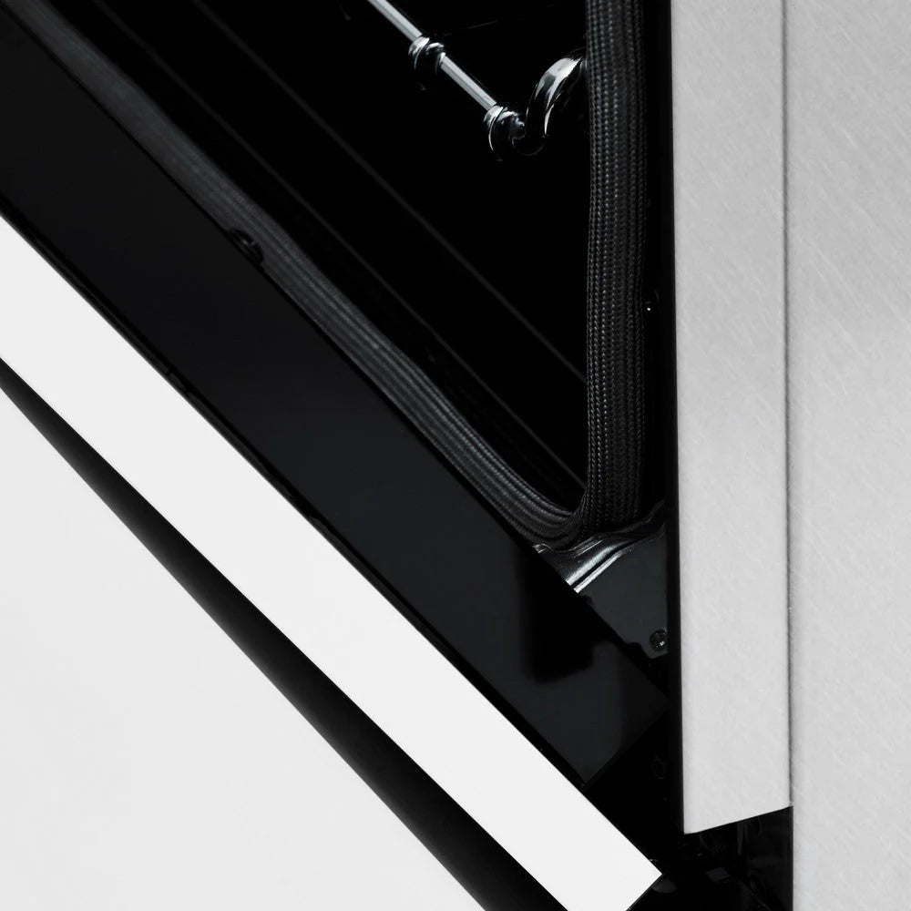 ZLINE - 24 in. 2.8 cu. ft. Legacy Dual Fuel Range with 4 Burner Gas Cooktop and Electric Convection Oven in Satin Stainless Steel and White Matte Door