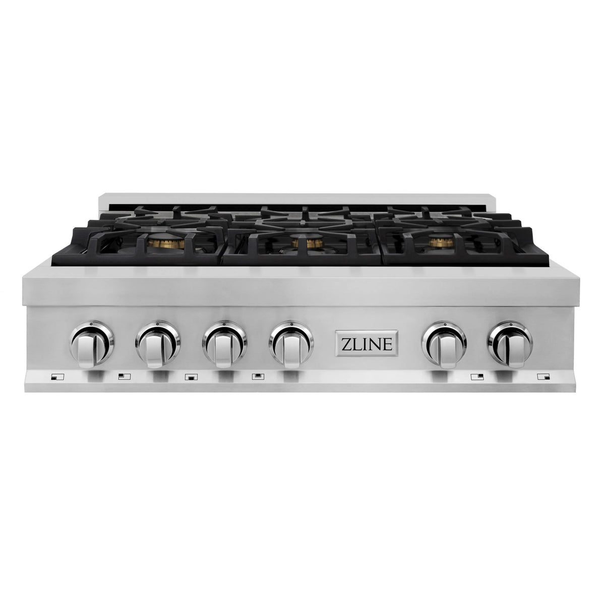 ZLINE - 36 in. Legacy Gas Rangetop with 6 Brass Burners and Porcelain Cooktop in Stainless Steel (RT-BR-36)
