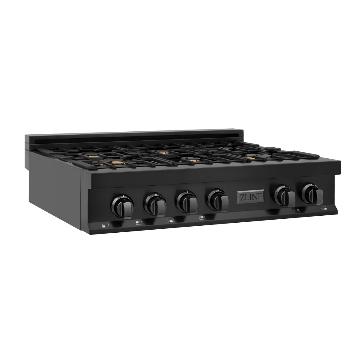 ZLINE - 36&quot; Porcelain Gas Stovetop in Black Stainless Steel with 6 Gas Stainless Steel Burners (RTB-36)