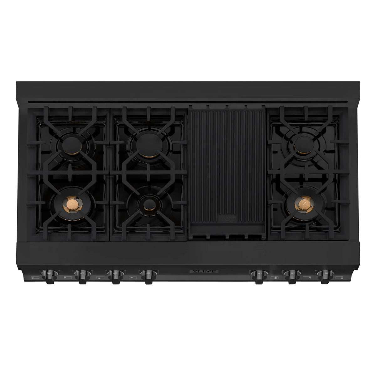 ZLINE - 48 in. Legacy Gas Rangetop with 6 Brass Burners and Porcelain Cooktop in Black Stainless Steel(RTB-BR-48)