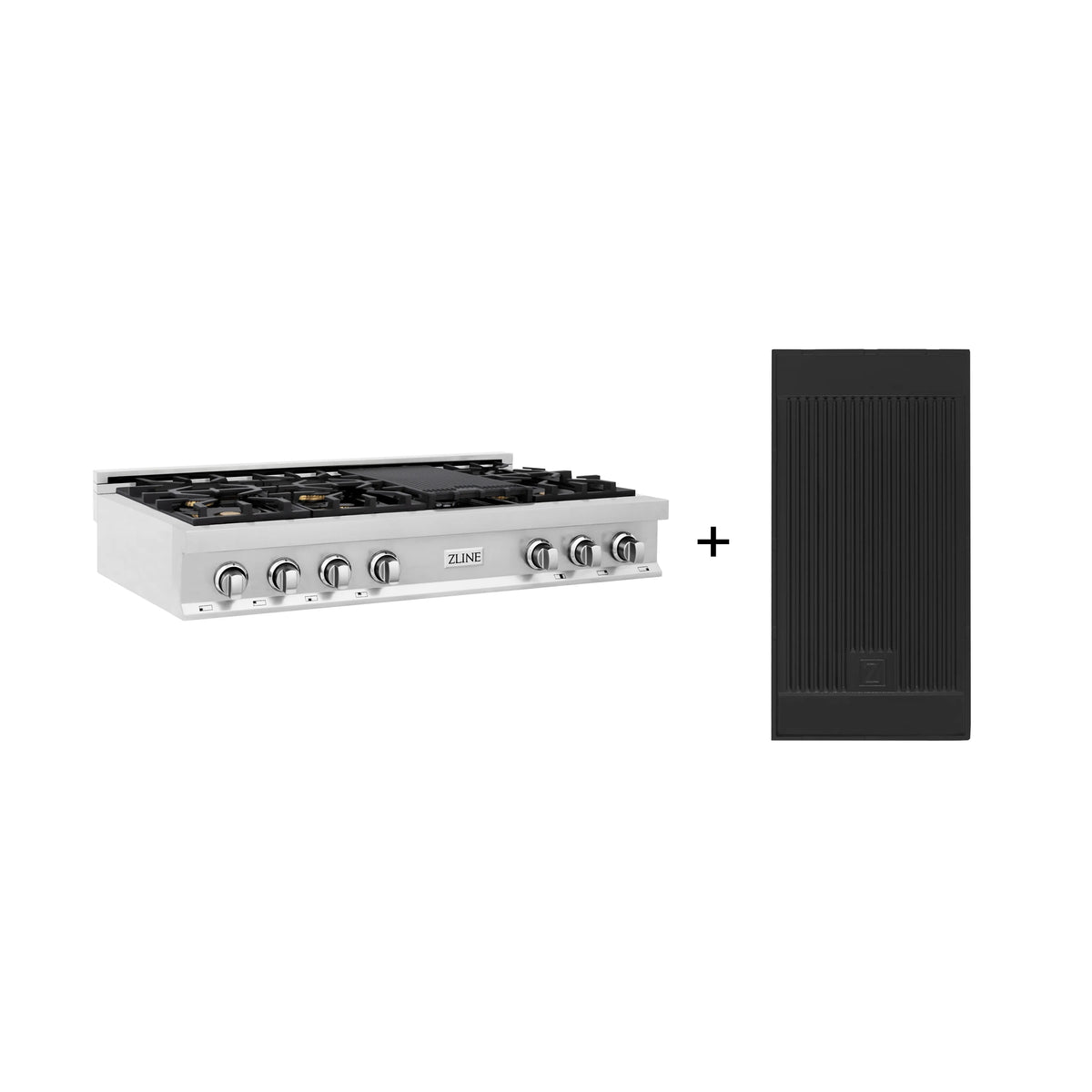 ZLINE - 48 in. Porcelain Gas Stovetop with Griddle and Brass Burners (RT-BR-GR-48)