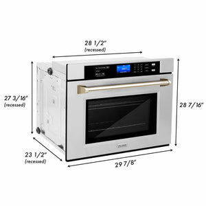 ZLINE 30" Autograph Edition Single Wall Oven with Self Clean and True Convection in Stainless Steel and Gold (AWSZ-30-G)