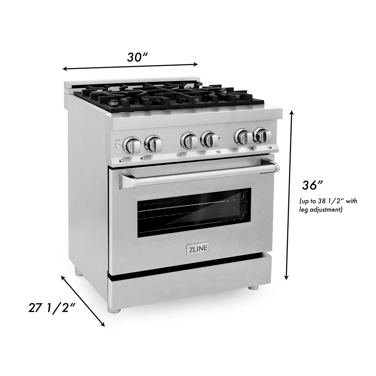 ZLINE - 30&quot; 4.0 cu. ft. Dual Fuel Range with Gas Stove and Electric Oven in Fingerprint Resistant Stainless Steel (RA-SN-30)