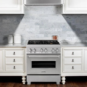 ZLINE - 30 in. 4.0 cu. ft. Legacy Dual Fuel Range with Gas Cooktop and Electric Convection Oven in Satin Stainless Steel with 4 Brass Burners