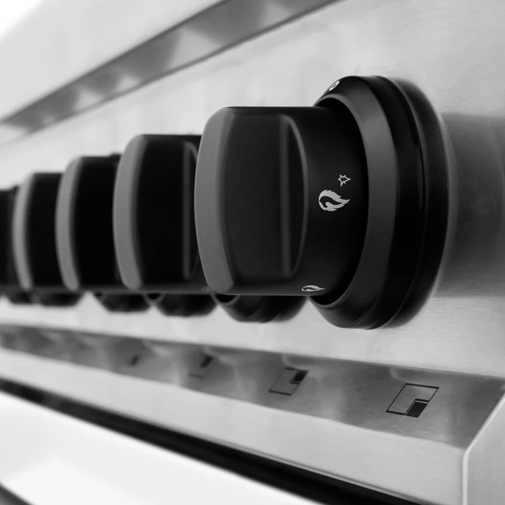 ZLINE - Autograph Edition 24 in. 2.8 cu. ft. Legacy Dual Fuel Range with 4 Burner Gas Cooktop and Electric Convection Oven in Stainless Steel with White Matte Door and Matte Black Accents