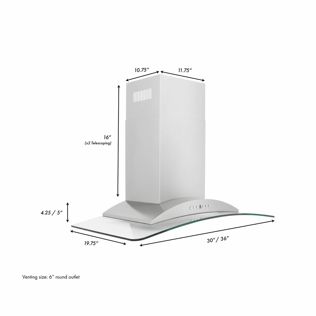 ZLINE - 30&quot; Convertible Vent Wall Mount Range Hood in Stainless Steel &amp; Glass (KN-30)