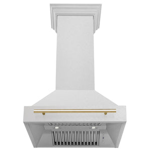 ZLINE - Autograph Edition 30 in. Satin Stainless Steel Wall Mount Range Hood with Gold Handle