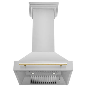 ZLINE 30" Autograph Edition Kitchen Package with Stainless Steel Dual Fuel Range, Range Hood, Dishwasher and Refrigeration with Gold Accents