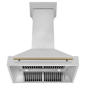 ZLINE 36" Autograph Edition Kitchen Package, Stainless Steel Dual Fuel Range, Range Hood, Dishwasher, Refrigeration, Champagne Bronze Accents