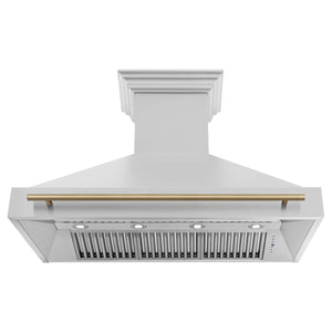 ZLINE - 48" Autograph Edition Kitchen Package with Stainless Steel Dual Fuel Range and Range Hood with Champagne Bronze Accents