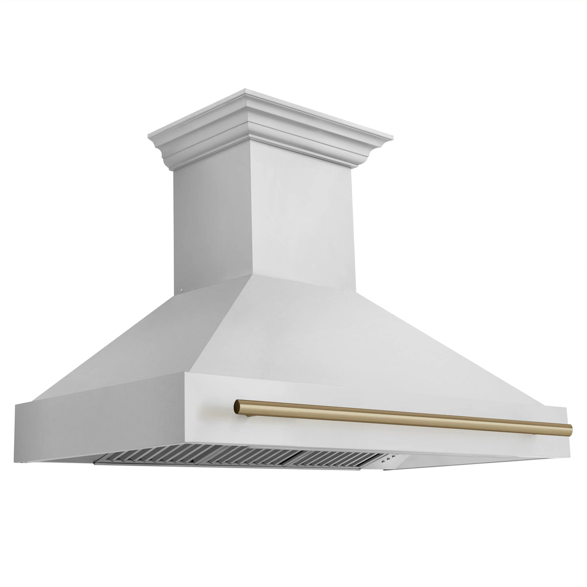 ZLINE - 48&quot; Autograph Edition Stainless Steel Range Hood with Stainless Steel Shell and Champagne Bronze Handle (8654STZ-48-CB)