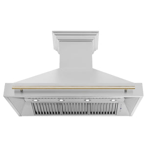 ZLINE - 48" Autograph Edition Kitchen Package with Stainless Steel Dual Fuel Range and Range Hood with Gold Accents