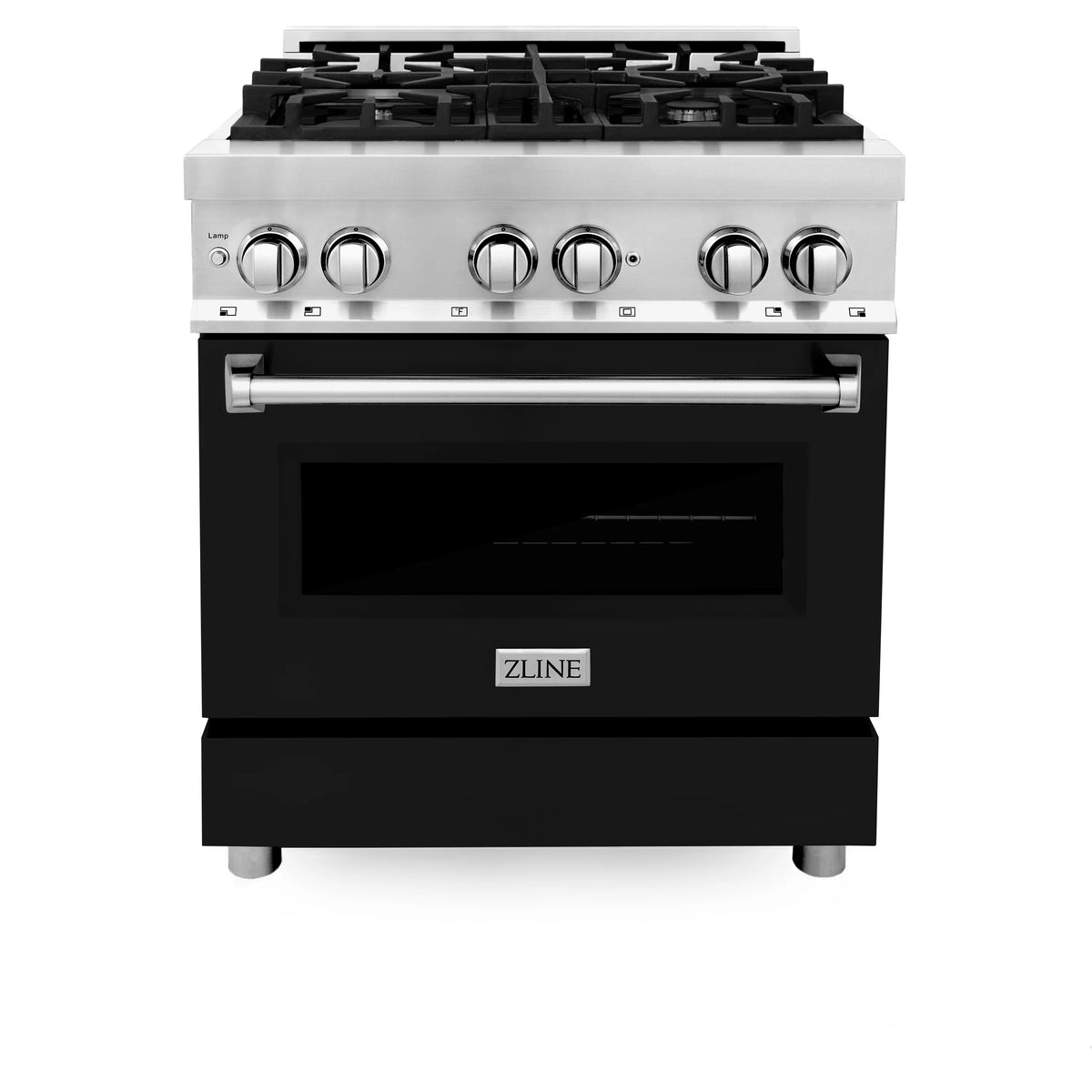 ZLINE - 30&quot; 4.0 cu. ft. Dual Fuel Range with Gas Stove and Electric Oven in Stainless Steel and Black Matte Door (RA-BLM-30)
