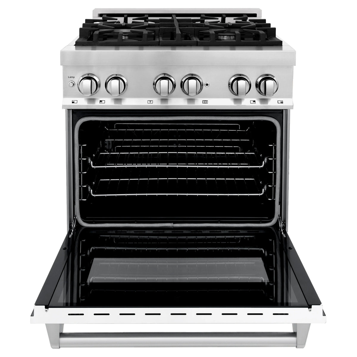 ZLINE - 30&quot; 4.0 cu. ft. Dual Fuel Range with Gas Stove and Electric Oven in Stainless Steel and White Matte Door (RA-WM-30)