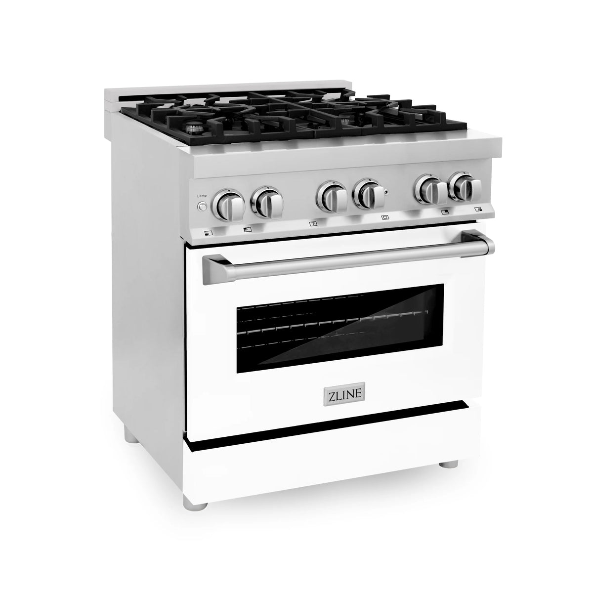 ZLINE - 30&quot; 4.0 cu. ft. Dual Fuel Range with Gas Stove and Electric Oven in Stainless Steel and White Matte Door (RA-WM-30)
