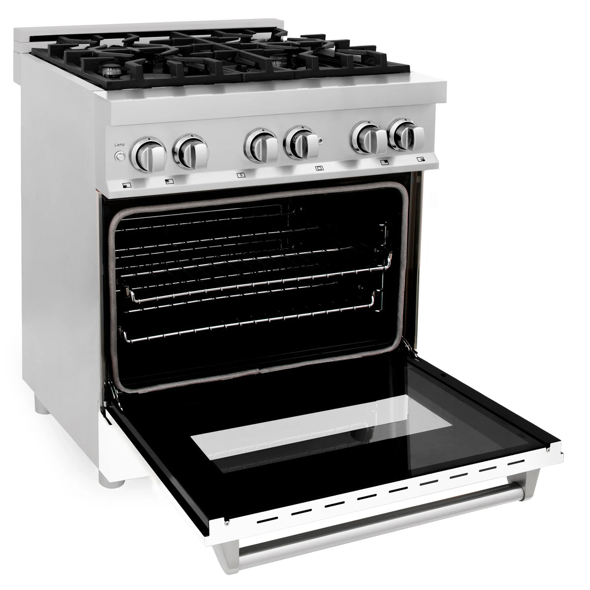 ZLINE - 30&quot; 4.0 cu. ft. Dual Fuel Range with Gas Stove and Electric Oven in Stainless Steel and White Matte Door (RA-WM-30)