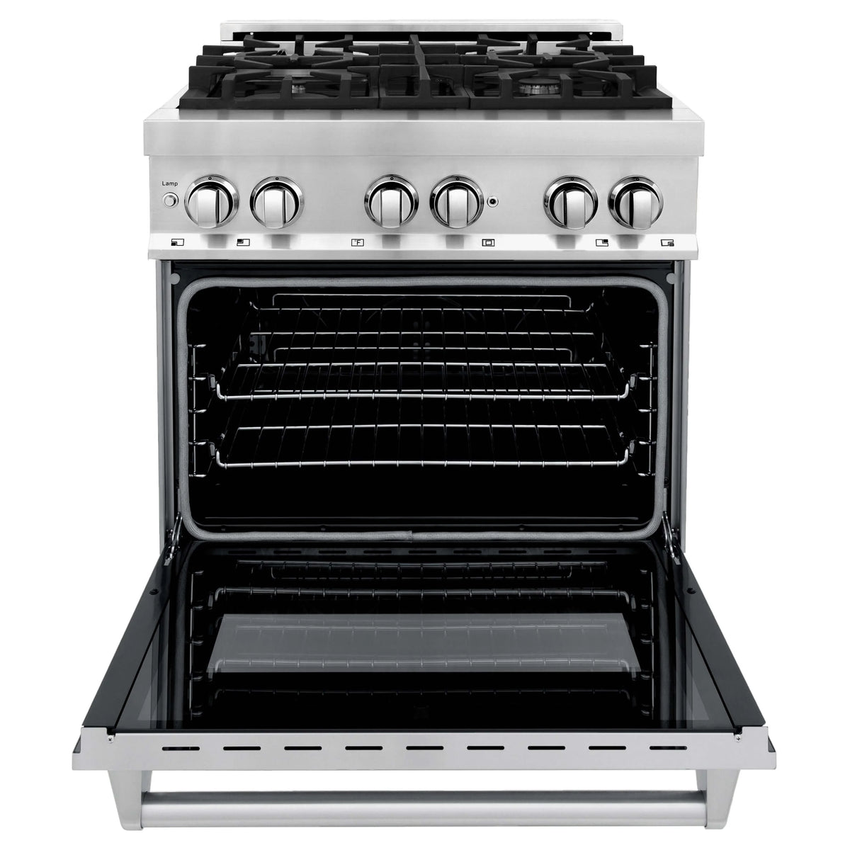 ZLINE - 30&quot; Kitchen Package Stainless Steel Dual Fuel Range and Over The Range Microwave with Traditional Handle
