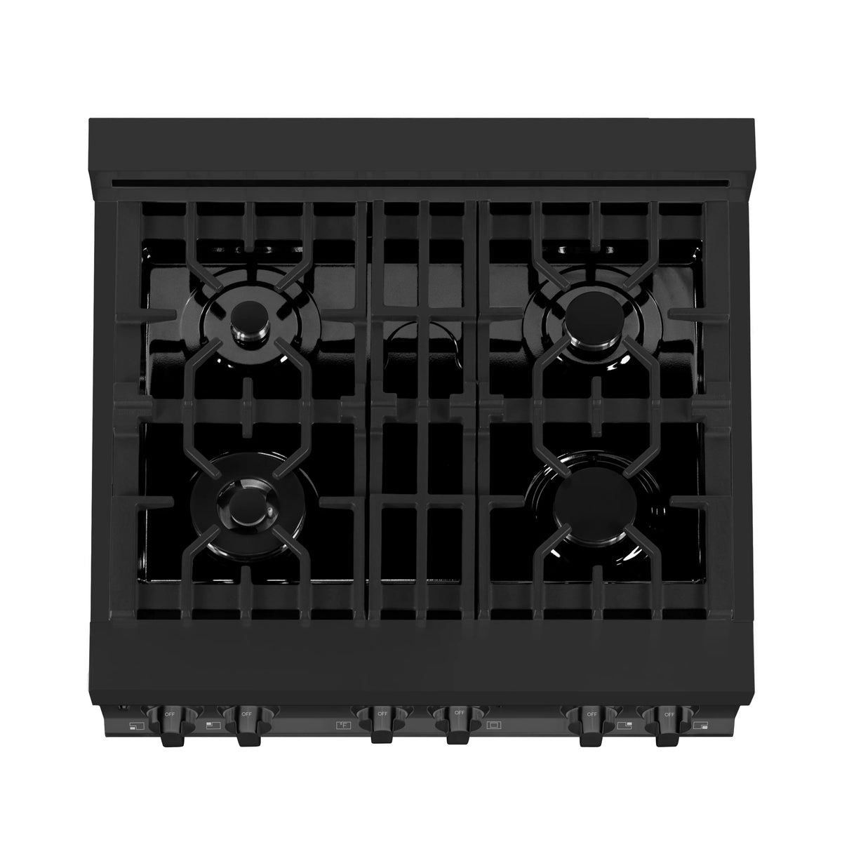 ZLINE - 30 in. 4.0 cu. ft. Legacy Dual Fuel Range with 4 Burner Gas Cooktop and Electric Convection Oven in Black Stainless Steel (RAB-30)