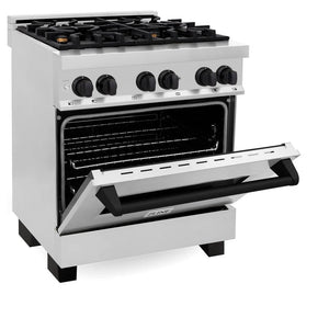 ZLINE - Autograph Edition 30 in. 4.0 cu. ft. Legacy Dual Fuel Range with 4 Burner Gas Cooktop and Electric Convection Oven in Stainless Steel and Matte Black Accents