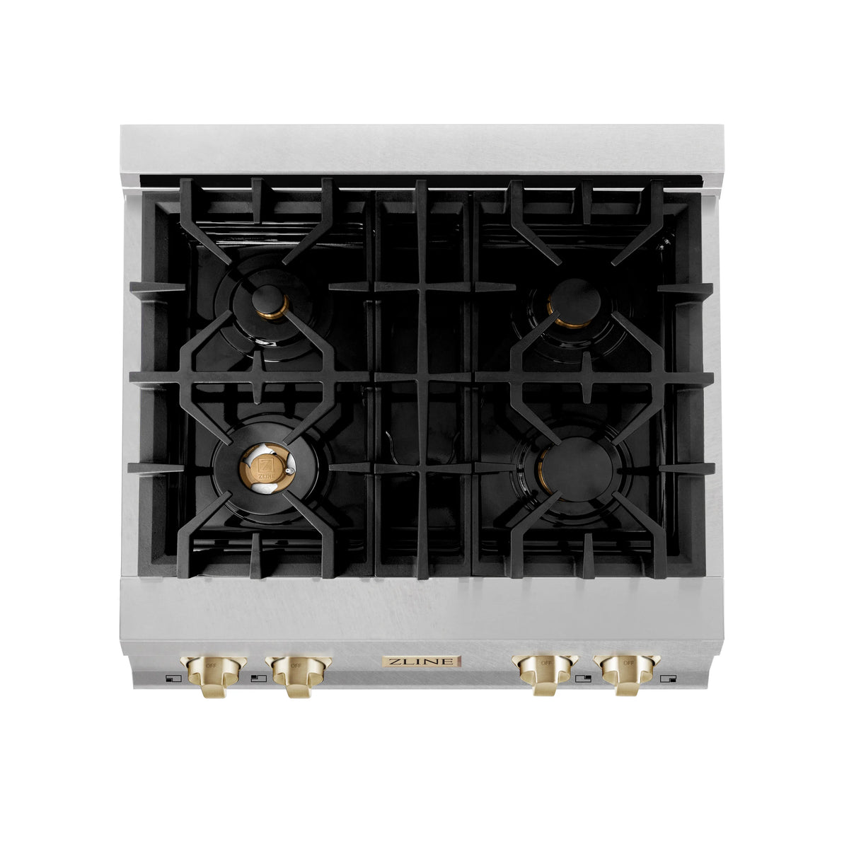 ZLINE - Autograph Edition 30&quot; Porcelain Rangetop with 4 Gas Burners in Fingerprint Resistant Stainless Steel and Gold Accents (RTSZ-30-G)