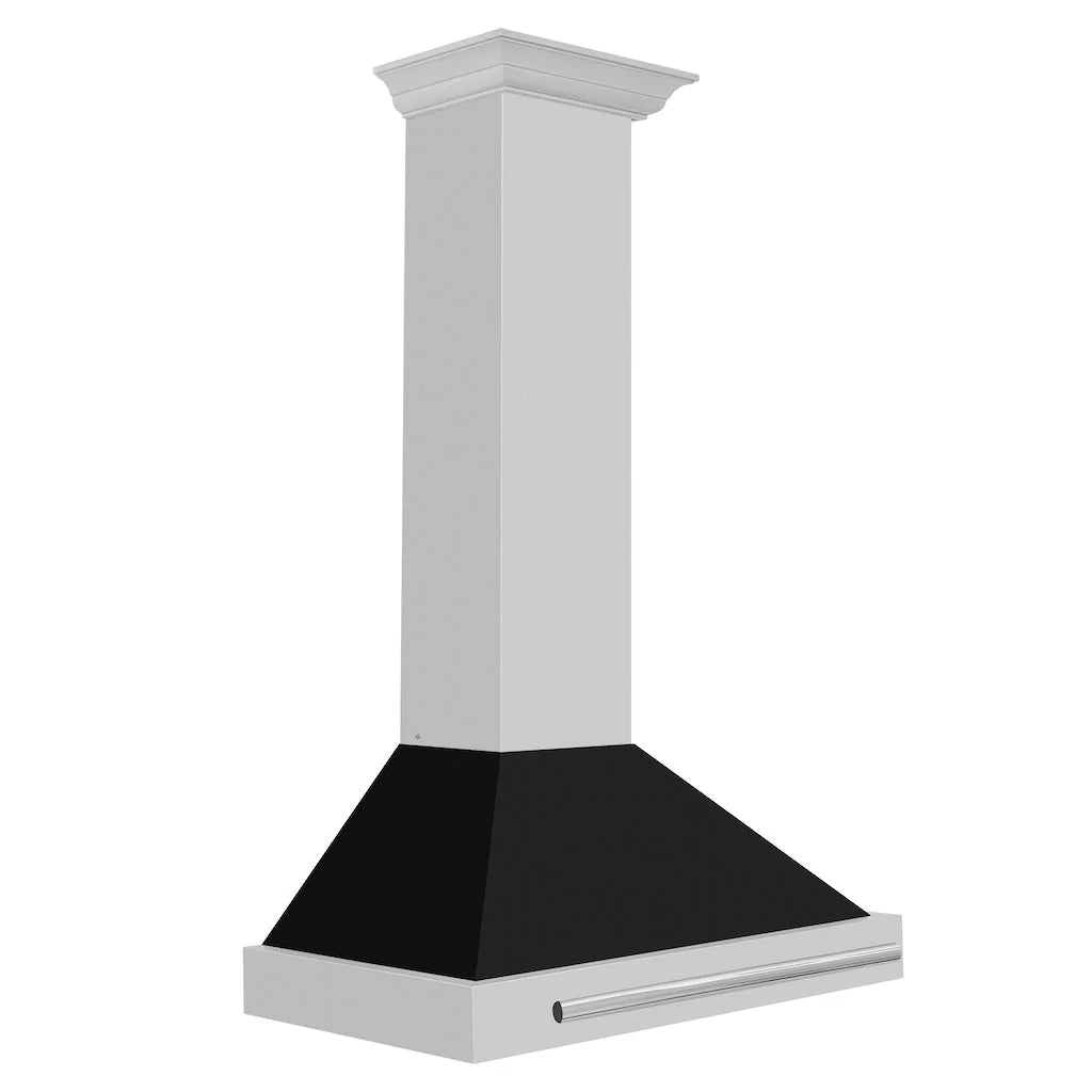 ZLINE - 30 in. Convertible Stainless Steel Range Hood with Black Matte Shell and Stainless Steel Handle (KB4STX-BLM-30)