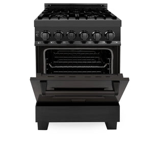 ZLINE 24" 2.8 cu. ft. Dual Fuel Range with Gas Stove and Electric Oven in Black Stainless Steel (RAB-24)